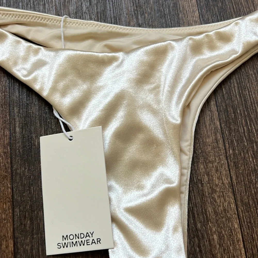 Monday Swimwear Champagne Satin Bikini Bottom